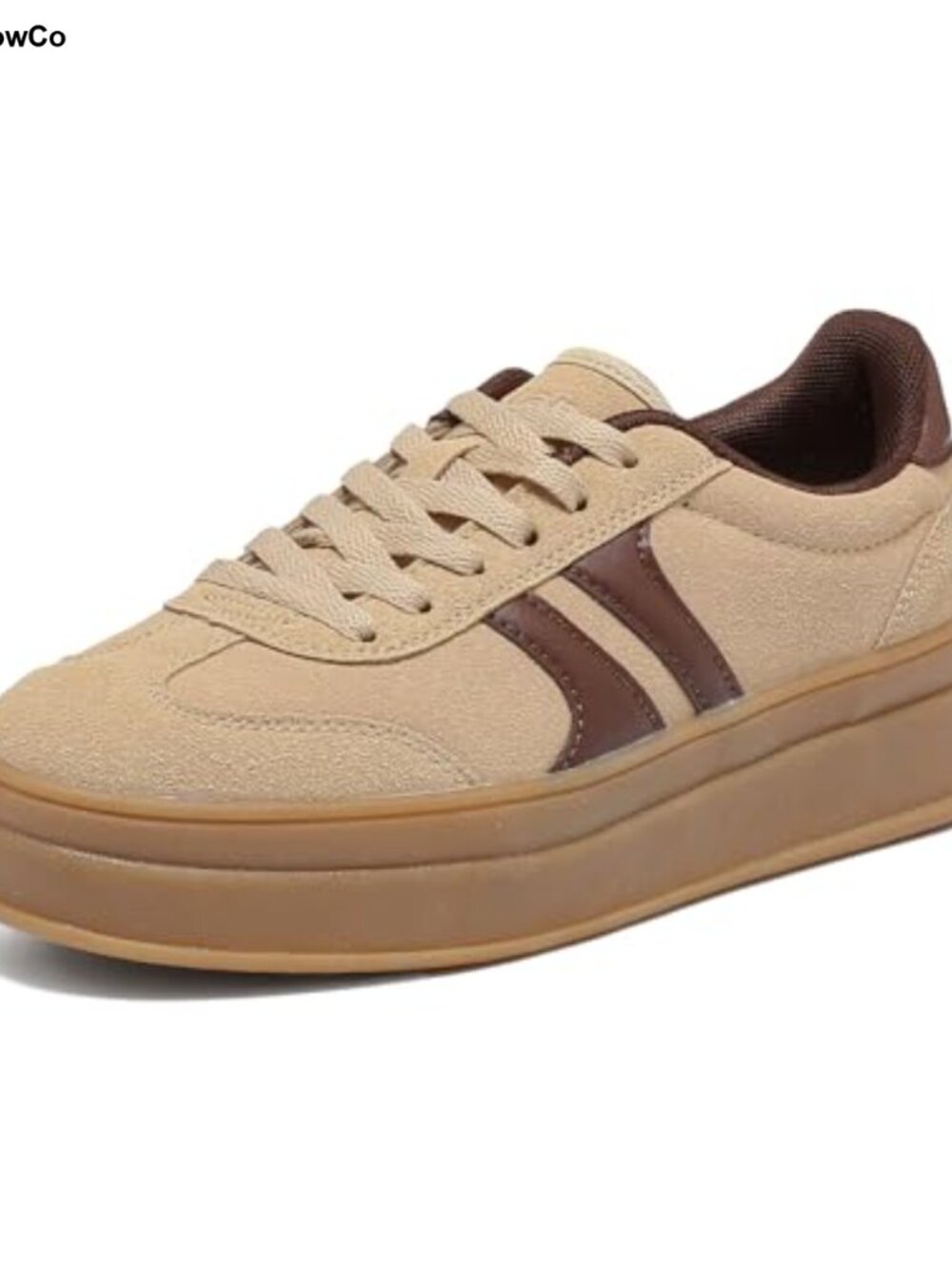 Suede Leather Fashion Sneakers Thick Platform Gum Sole Lace-Up Walking Shoes